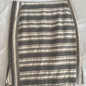 LOFT Black and White Knee-Length Pencil Skirt with Slit